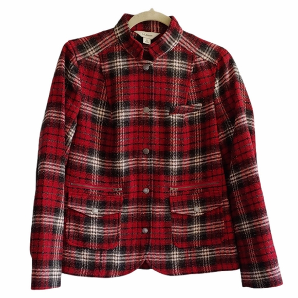 L.L. Bean Jackets & Blazers - LL Bean Red Black White Plaid Blazer Jacket